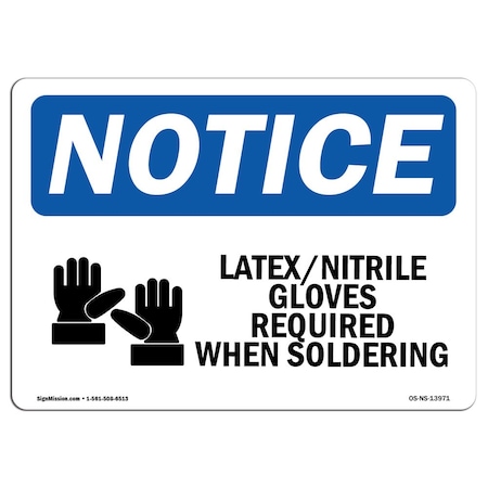 Signmission OSHA, LatexNitrile Gloves Required With Symbol, 24in X 18in Rigid Plastic, OS-NS-P-1824-L-13971 OS-NS-P-1824-L-13971